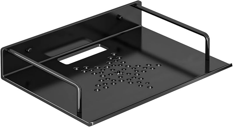 رفرف جهاز عرض الحائط الأسود من الألومنيوم حامل بدون حفر شريط مضاد للانزلاق - Image 1